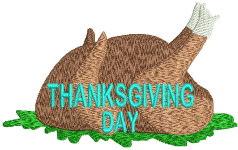Cooked Turkey On a Plate — machine embroidery design