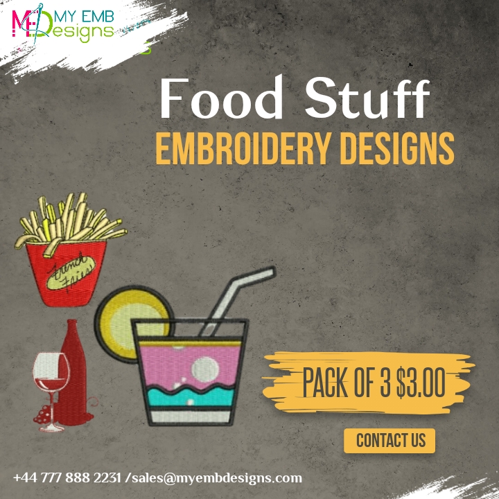 Food Stuff Embroidery Designs Pack of 3 — machine embroidery design