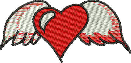Heart With Wings Embroidery Design — machine embroidery design