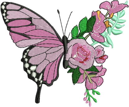 Floral Butterfly Design — machine embroidery design