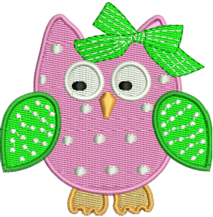 Pink Owl Embroidery Design — machine embroidery design