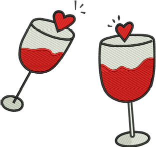 Vine Glasses Embroidery Design — machine embroidery design
