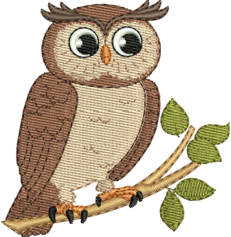 Owl Sitting On Branch — machine embroidery design