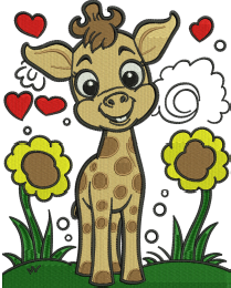 Baby Giraffe Embroidery Design (3 sizes) — machine embroidery design