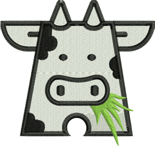 Cow Face Embroidery Design (3 sizes) — machine embroidery design