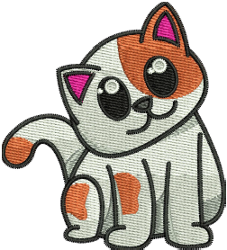 Cute Kitty Embroidery Design (3 sizes) — machine embroidery design