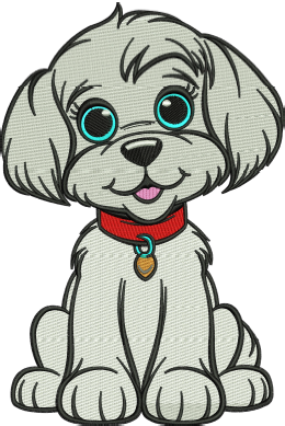 Cute Puppy Embroidery Design (3 size) — machine embroidery design