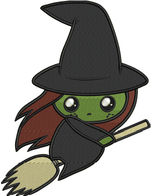 Cute Little Witch Design (3 sizes) — machine embroidery design