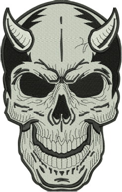 Evil Skull Embroidery Design (3 sizes) — machine embroidery design