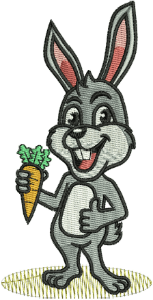 Happy Rabbit Embroidery Design (3 sizes) — machine embroidery design