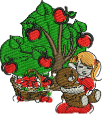 Girl Playing in Garden Design — machine embroidery design