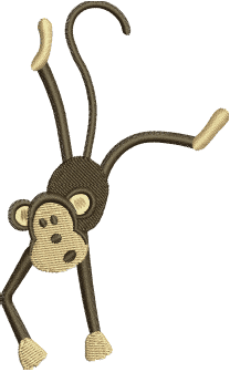 Monkey Embroidery Design (3 sizes) — machine embroidery design