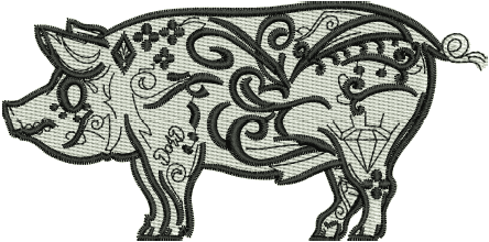 Pig Embroidery Design (3 sizes) — machine embroidery design