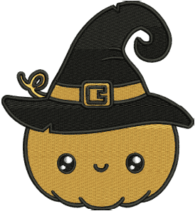 Pumpkin With Hat Design (3 sizes) — machine embroidery design