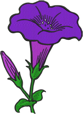 Purple Flower Embroidery Design (3 sizes) — machine embroidery design
