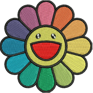 Rainbow Color Flower Emoji Design (3 sizes) — machine embroidery design