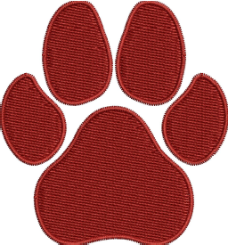 Red Paw Embroidery Design (3 sizes) — machine embroidery design