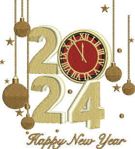 Happy New Year 2024 Embroidery (3 sizes) — machine embroidery design