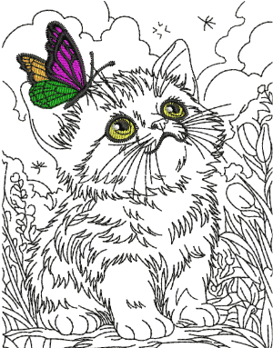 Cute Kitten Embroidery (2 sizes) — machine embroidery design