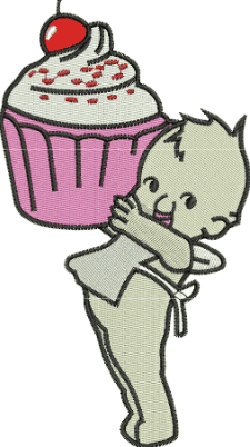 Baby With Cupcake Design (3 sizes) — machine embroidery design