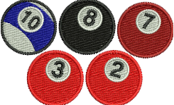 Pool Balls Embroidery (3 sizes) — machine embroidery design