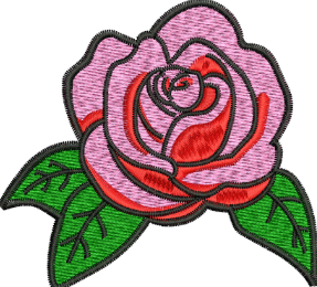 Pink Rose Embroidery Design (3 sizes) — machine embroidery design