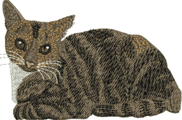 Tabby Cat Embroidery (3 sizes) — machine embroidery design