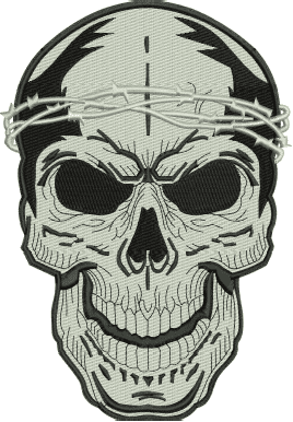 Skull With Thornes Design (3 sizes) — machine embroidery design