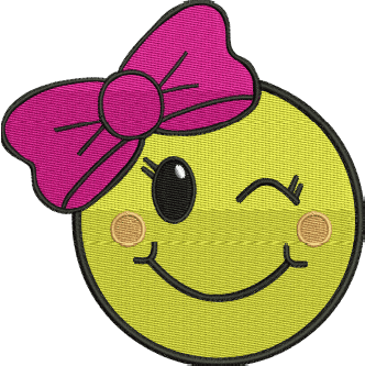 Smiley Girl Sticker Embroidery Design (3 sizes) — machine embroidery design