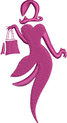 Shopaholic Women Logo Design (3 sizes) — machine embroidery design