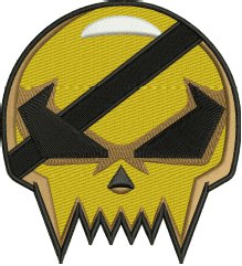 Yellow Skull Embroidery Design (3 sizes) — machine embroidery design