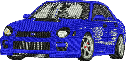 Blue Car Embroidery (3 sizes) — machine embroidery design
