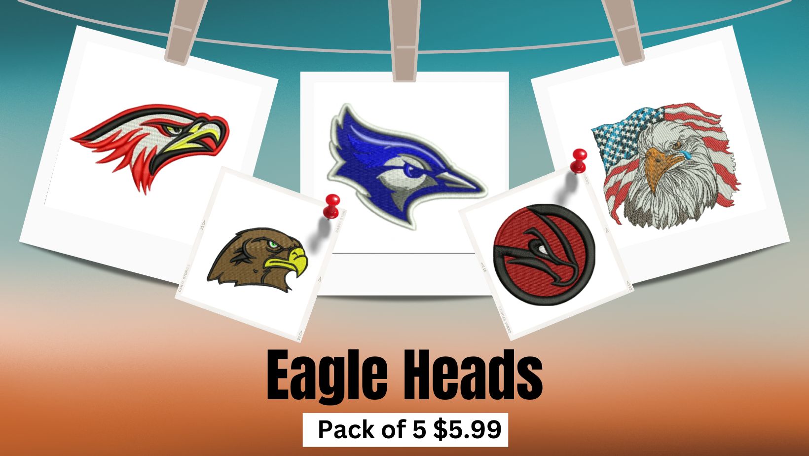 Eagle Head Embroidery Design Pack — machine embroidery design
