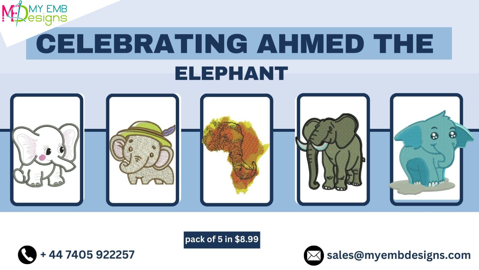 Elephant Embroidery Design Pack — machine embroidery design