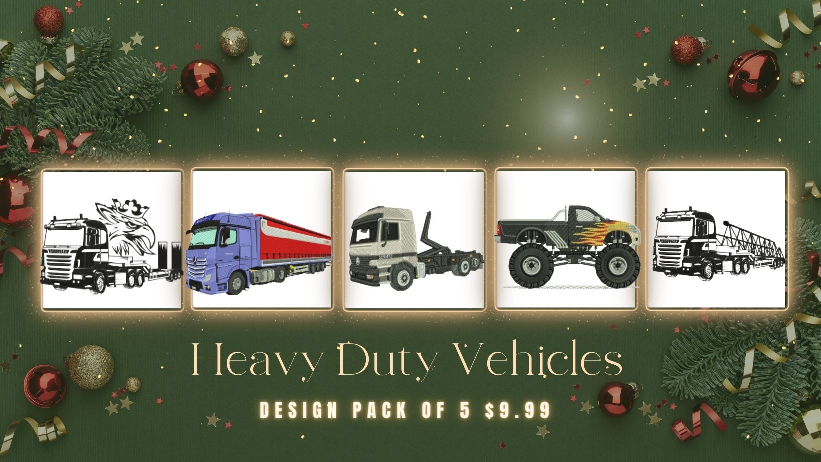 Trucks Embroidery Design Pack — machine embroidery design