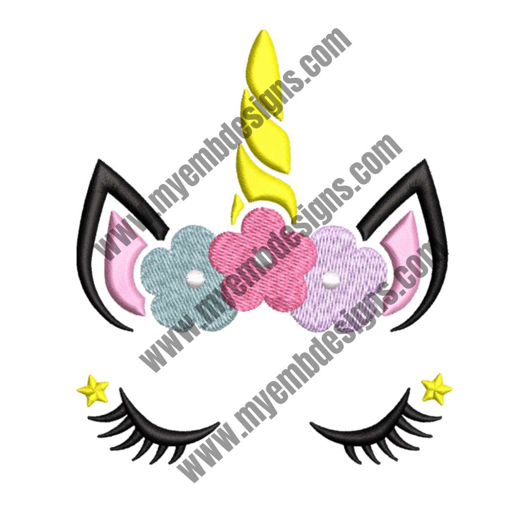 Unicorn Lashes Embroidery Design (2 sizes) — machine embroidery design