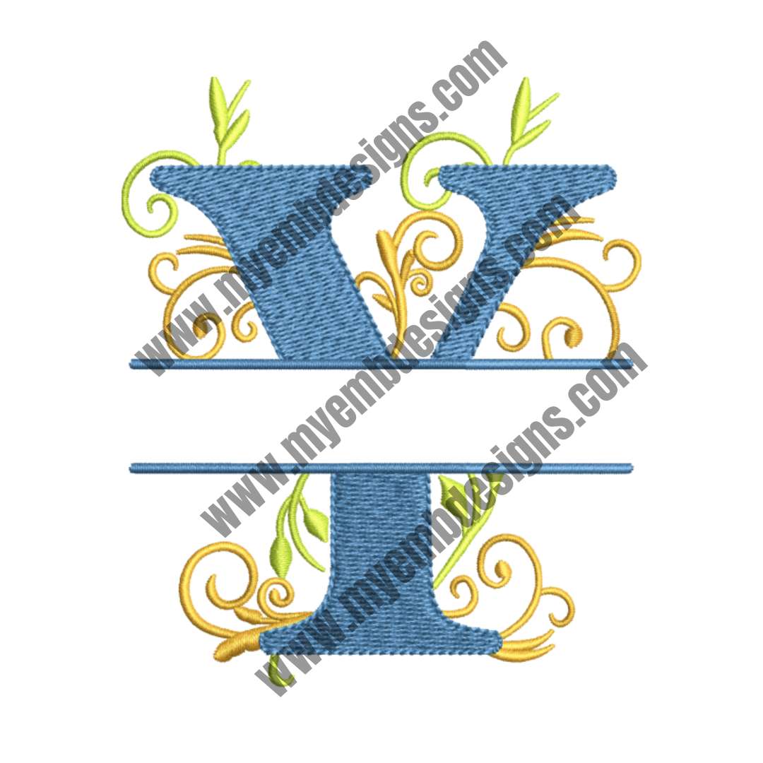 Floral Alphabet Y Embroidery Design — machine embroidery design