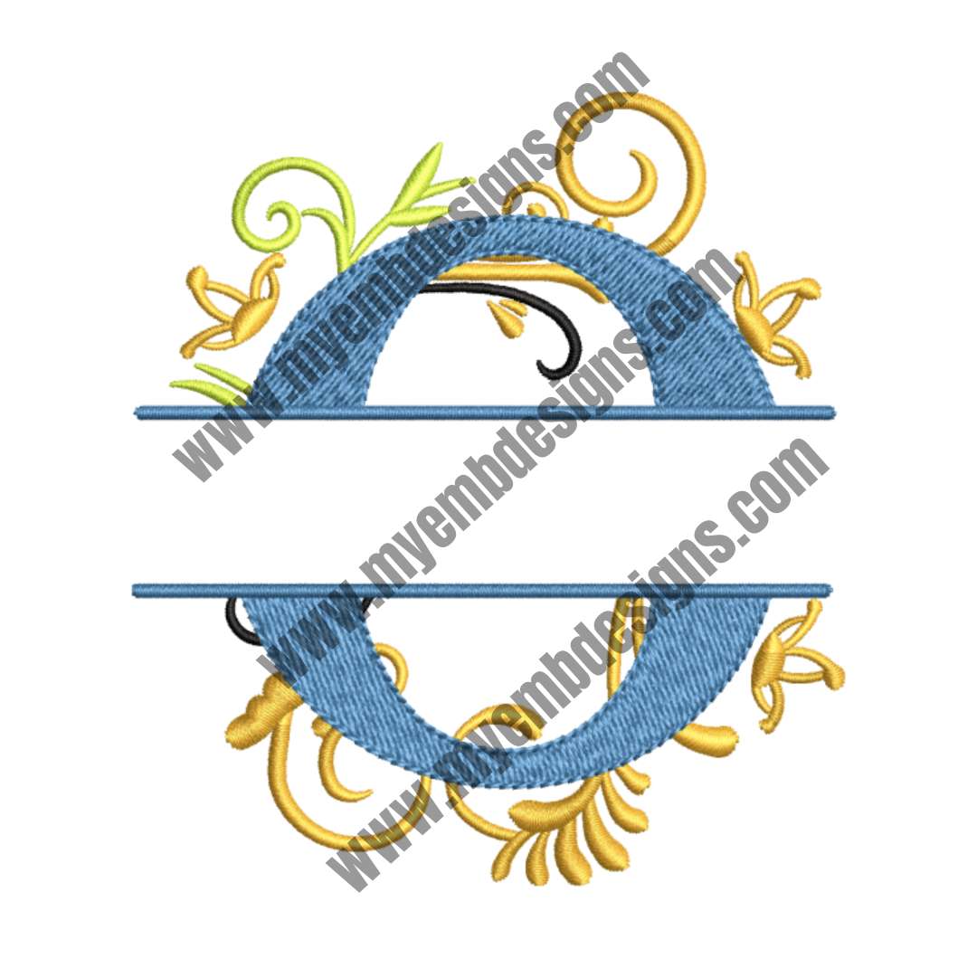 Floral Alphabet O Embroidery Design — machine embroidery design