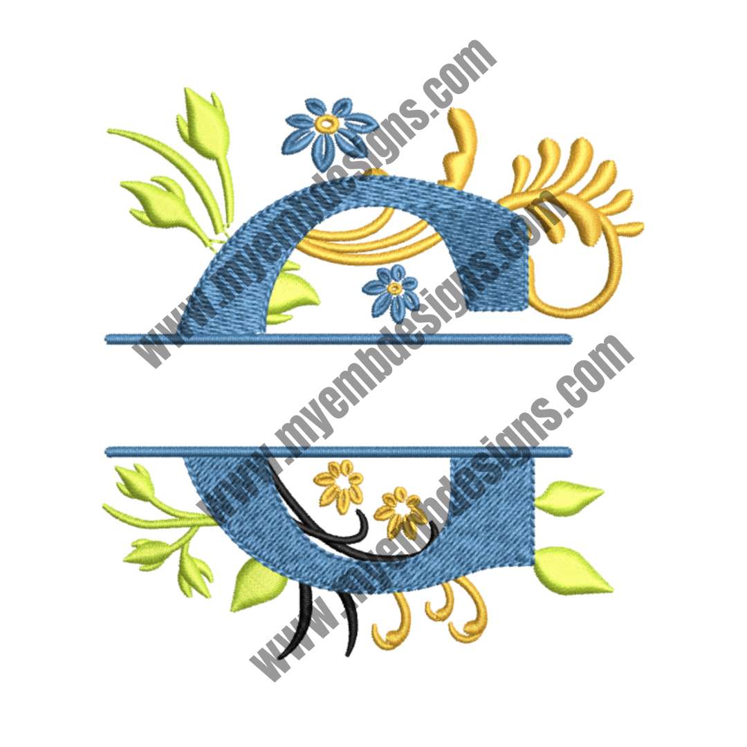 Floral Alphabet G Embroidery Design — machine embroidery design