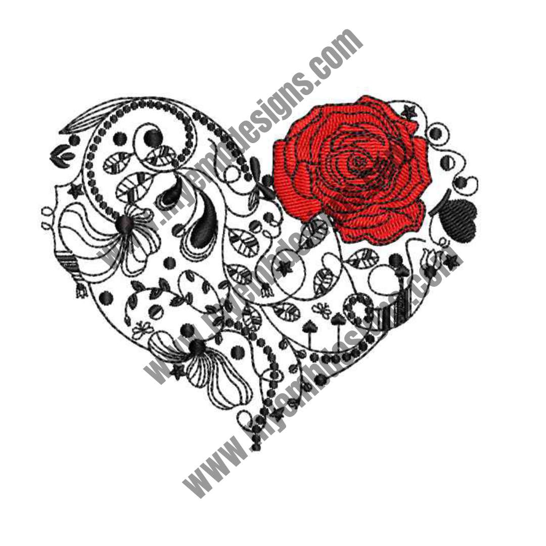 Opera Heart Embroidery Design (2 sizes) — machine embroidery design