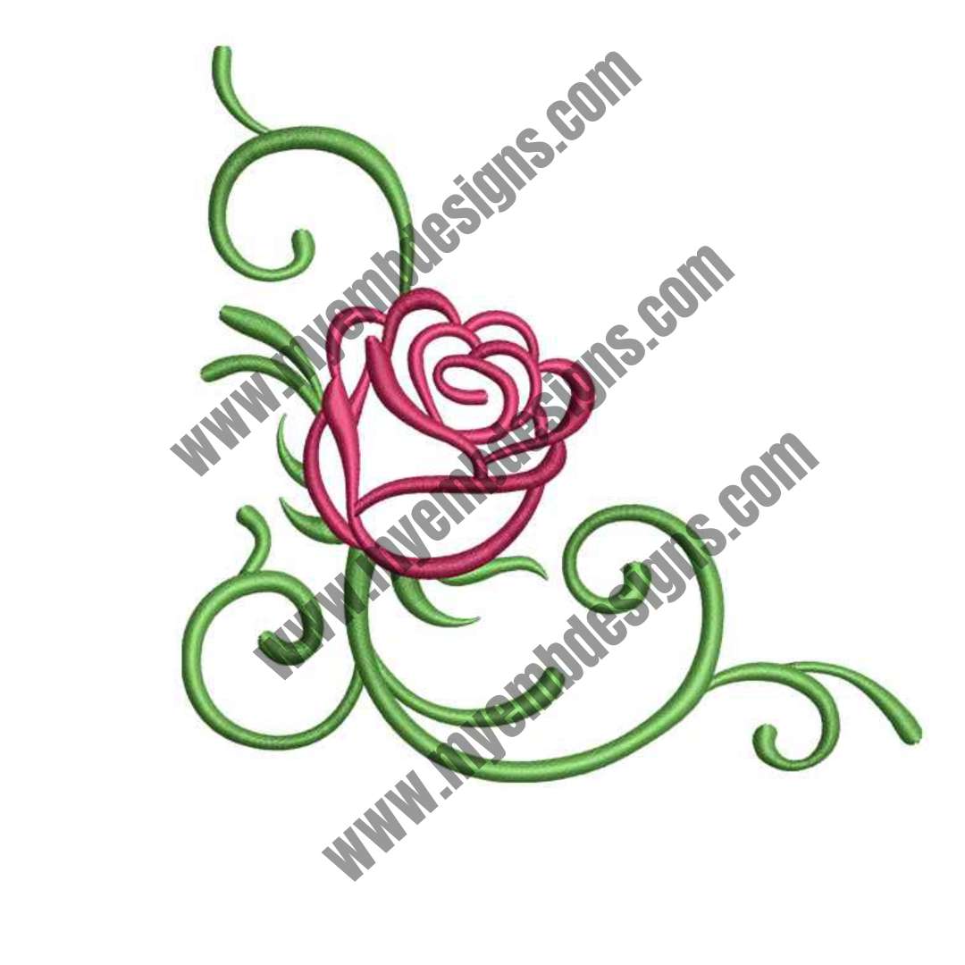 Pink Rose Embroidery Design (2 sizes) — machine embroidery design