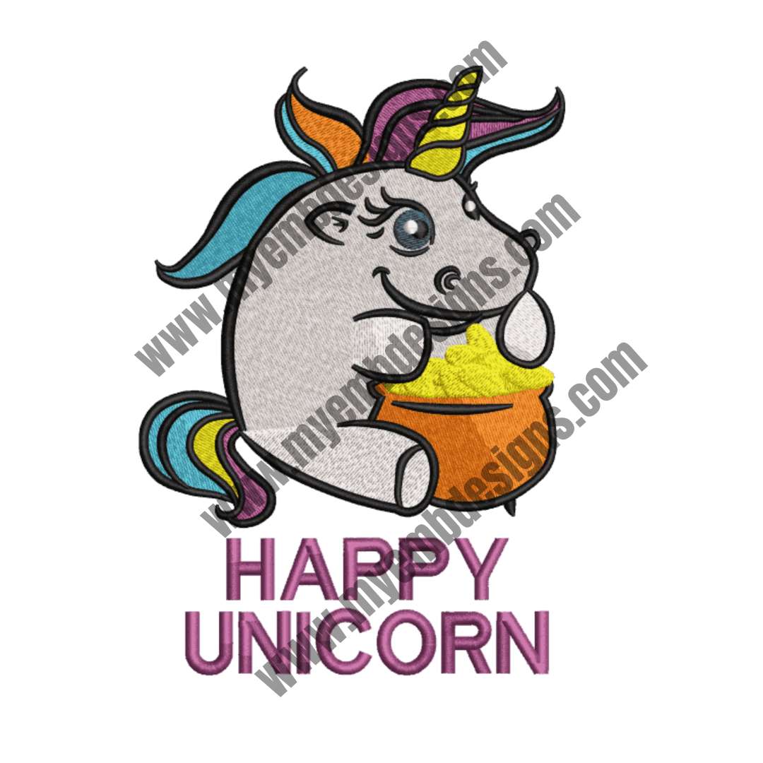 Foodie Unicorn Embroidery Design (2 Sizes) — machine embroidery design