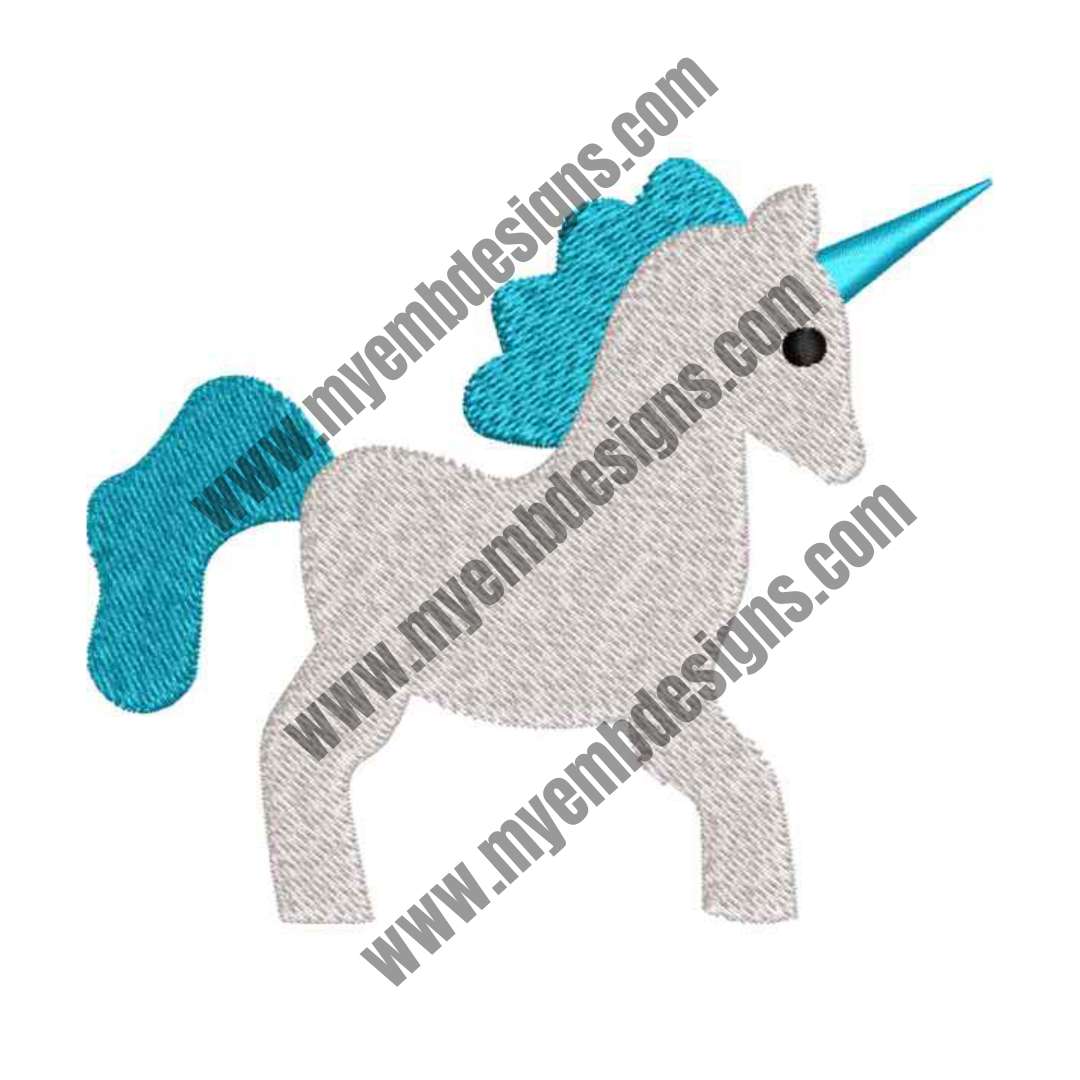 Blue Hairs Unicorn Embroidery Design (2 sizes) — machine embroidery design