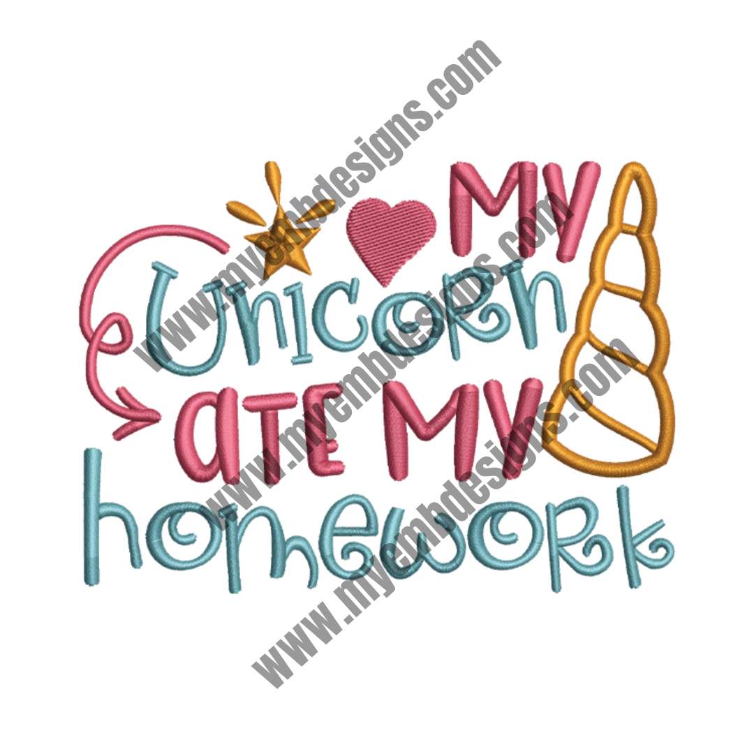 Unicorn Quote Embroidery Design (2 sizes) — machine embroidery design
