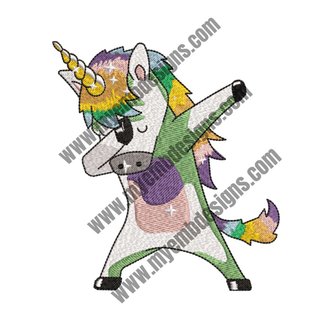 Dabbing Unicorn Embroidery Design (2 sizes) — machine embroidery design