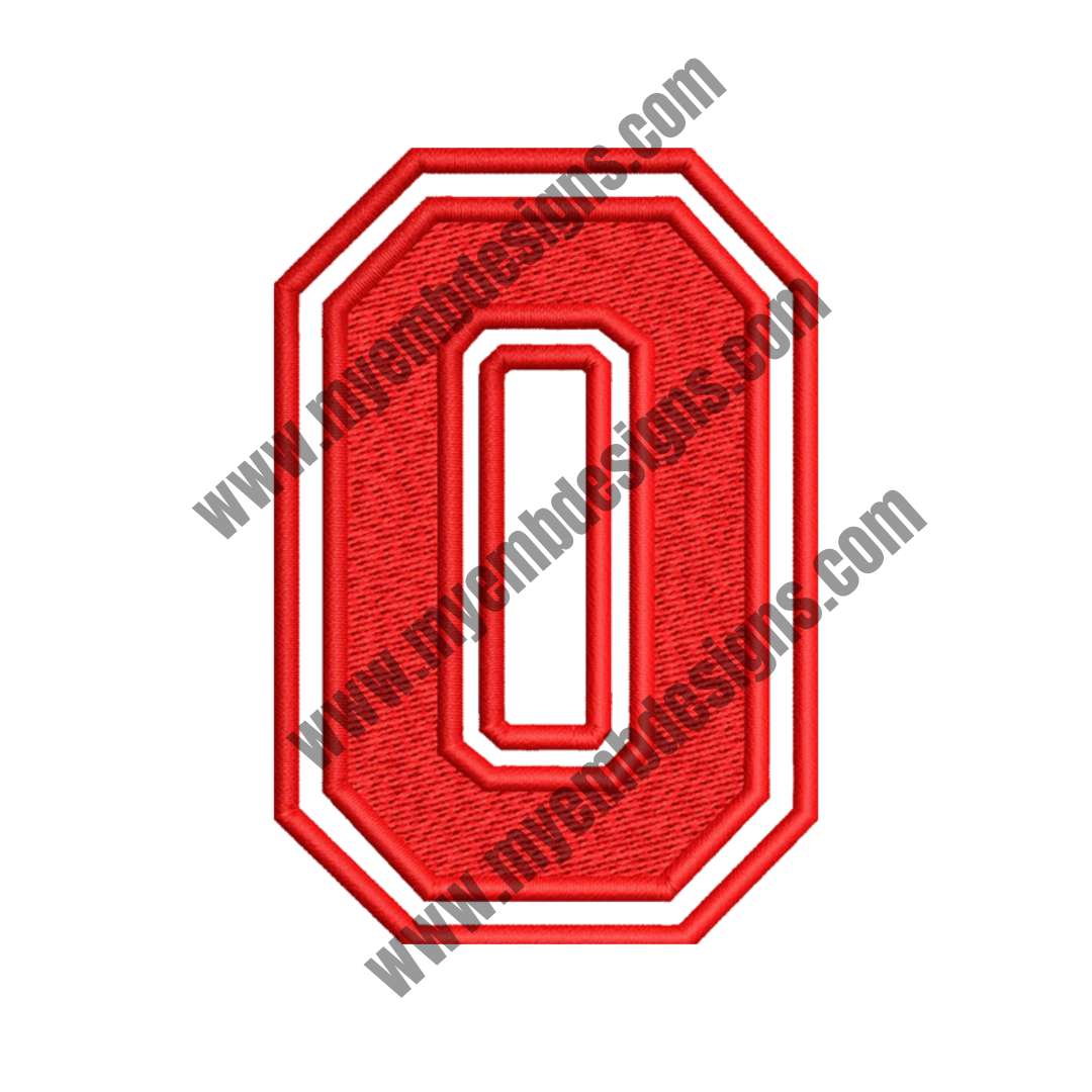 Bold Red 0 Embroidery Design — machine embroidery design