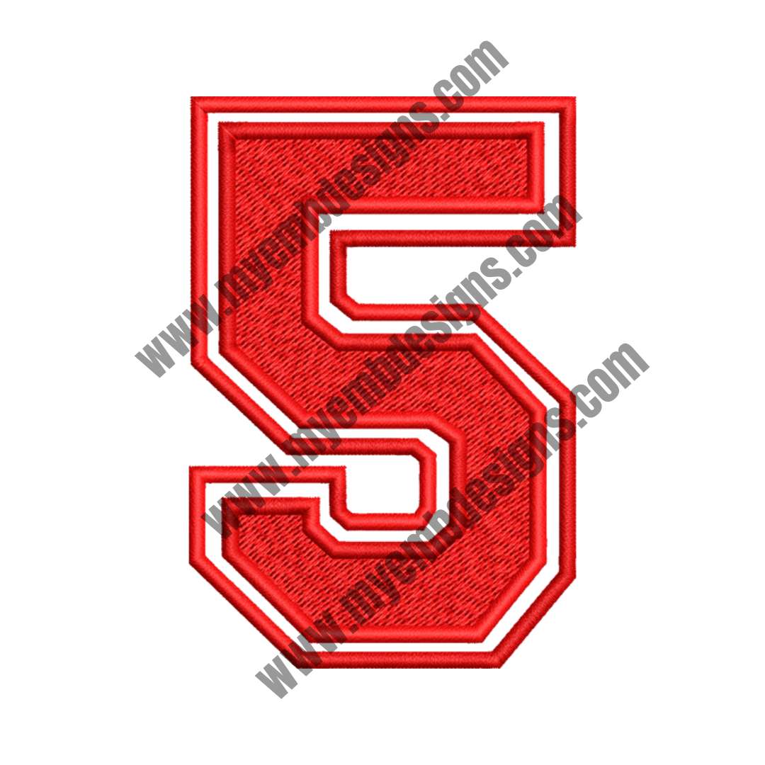 Bold Red 5 Embroidery Design — machine embroidery design
