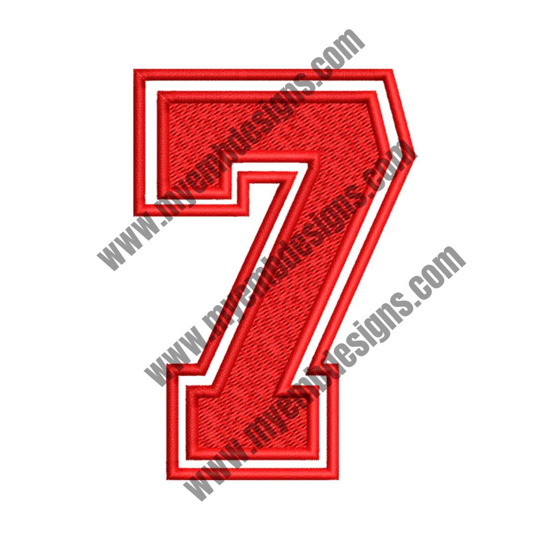 Bold Red 7 Embroidery Design — machine embroidery design