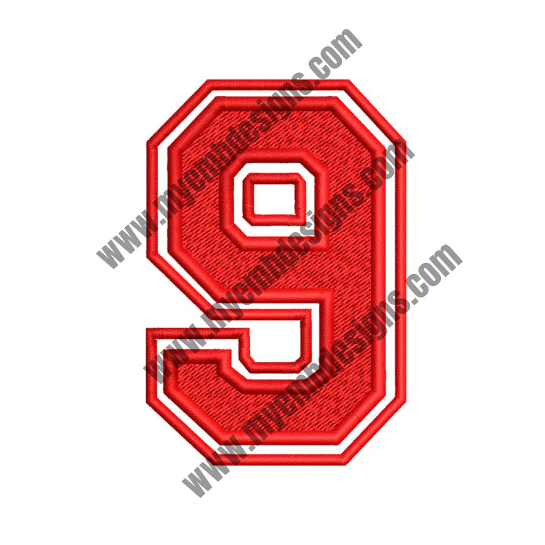 Bold Red 9 Embroidery Design — machine embroidery design