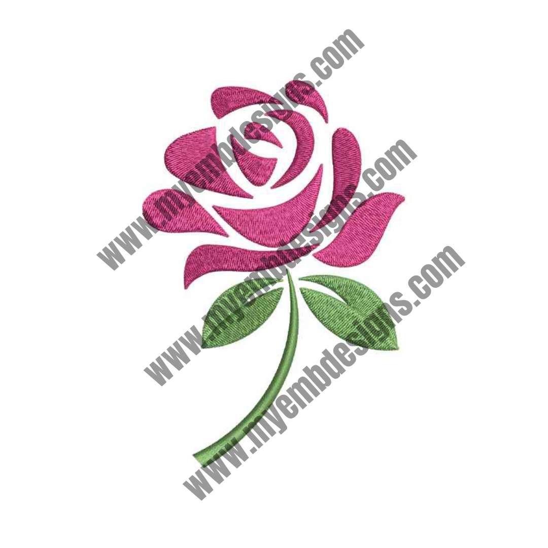 Elegant Pink Rose Embroidery Design (2 sizes) — machine embroidery design